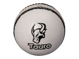 TAURO ZING White Cricket Leather Ball- 2 Panel, (White)